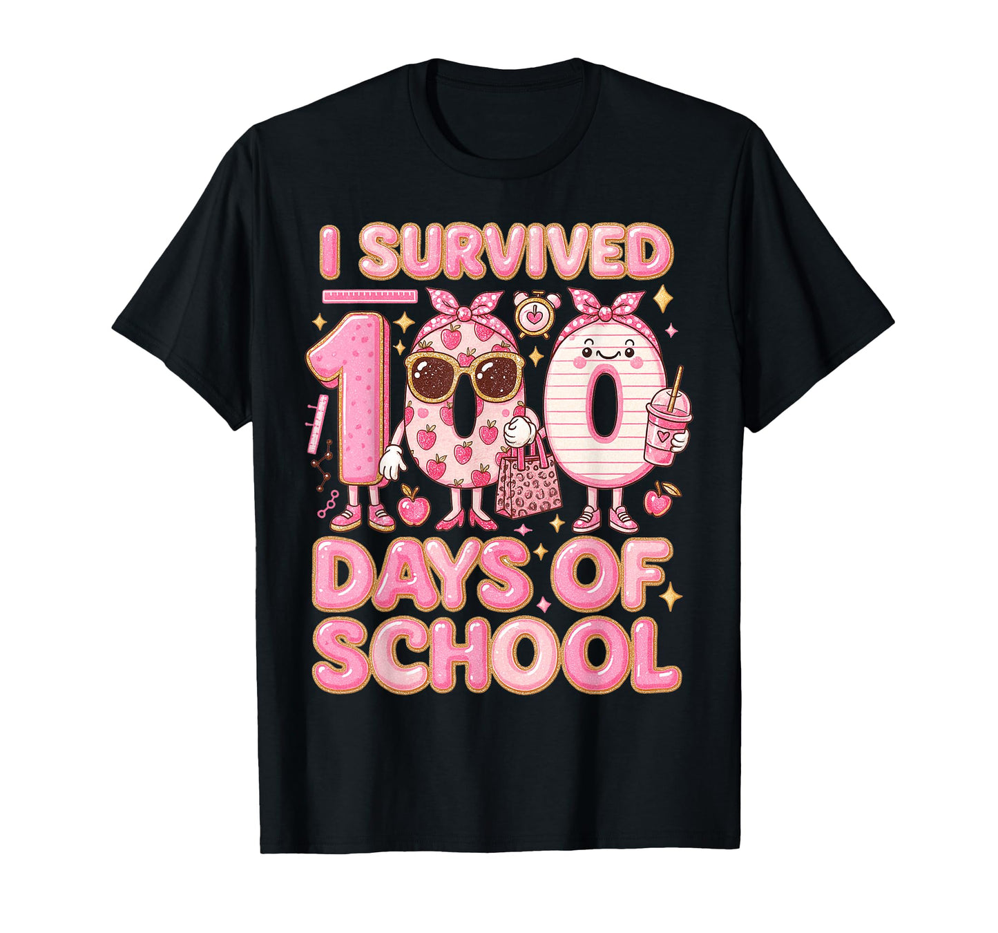 Preppy I Survived 100 Days of School Teacher Women T-Shirt