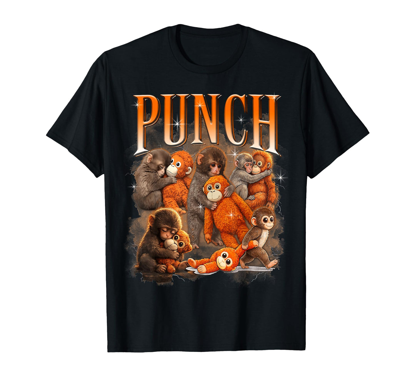 Cute Baby Monkey Named Punch Plush Hugging Bootleg T-Shirt