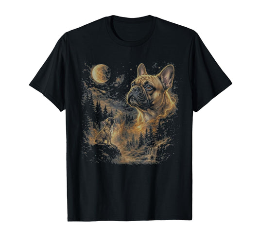 French Bulldog Howling to The Moon Vintage 90s Retro Animal T-Shirt