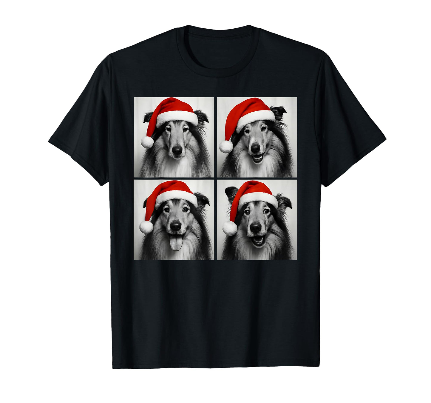 Funny Christmas Rough Collie Santa Dog Lover Photo Booth T-Shirt