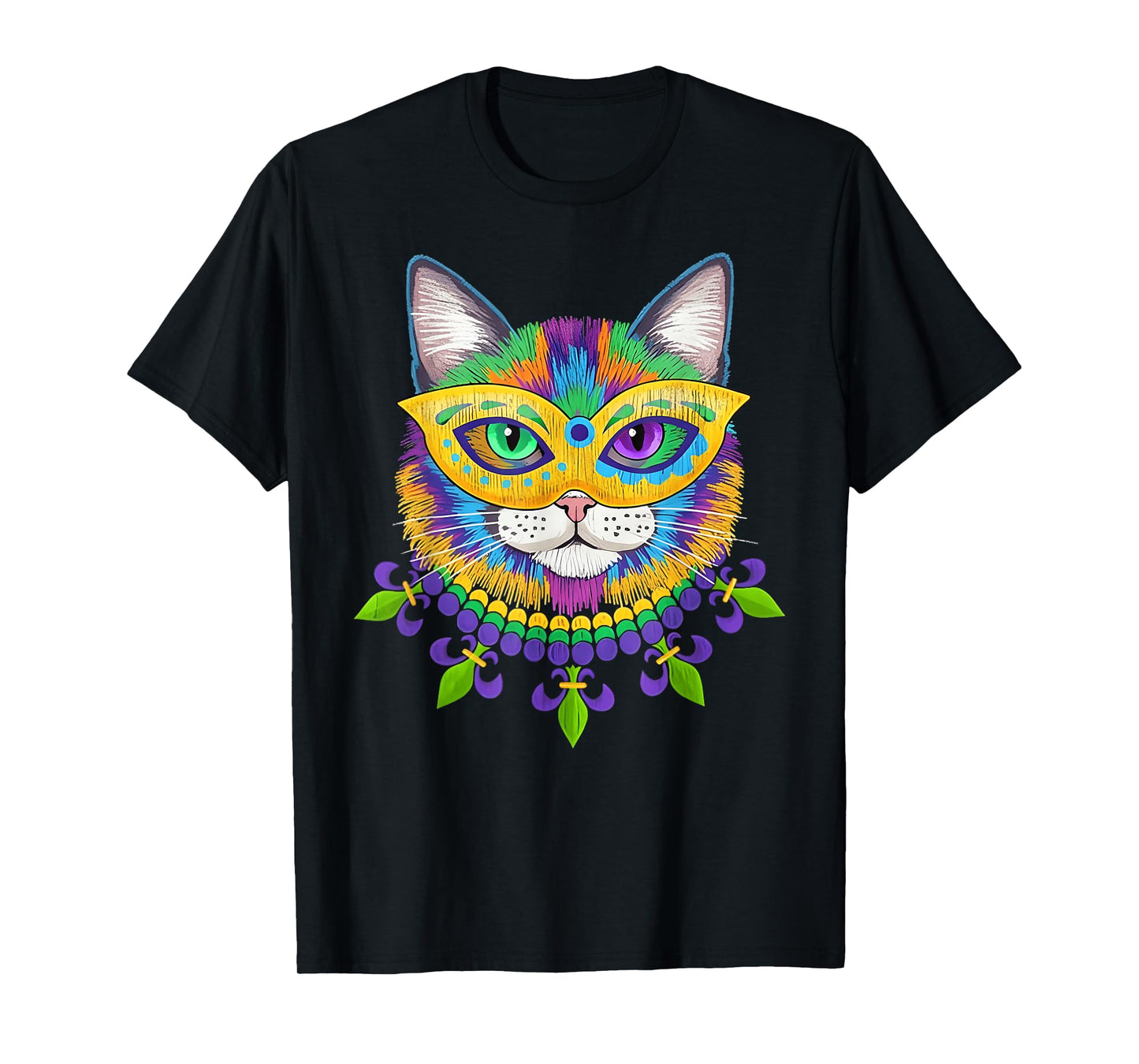 Mardi Gras Cat Mask for Women Girls Cat Lovers Carnival T-Shirt