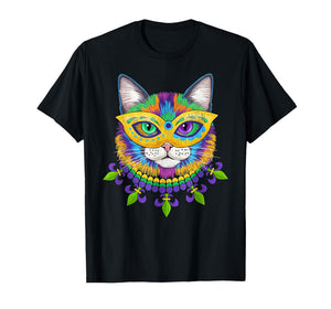 Mardi Gras Cat Mask for Women Girls Cat Lovers Carnival T-Shirt