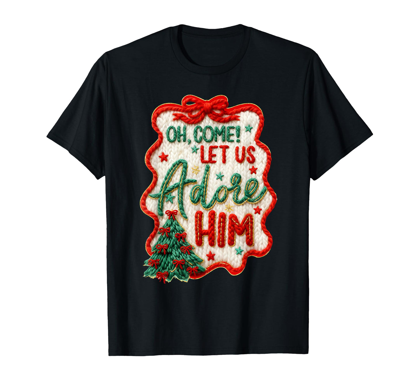 Oh Come Let Us Adore Him Christian Jesus Christmas Holiday T-Shirt