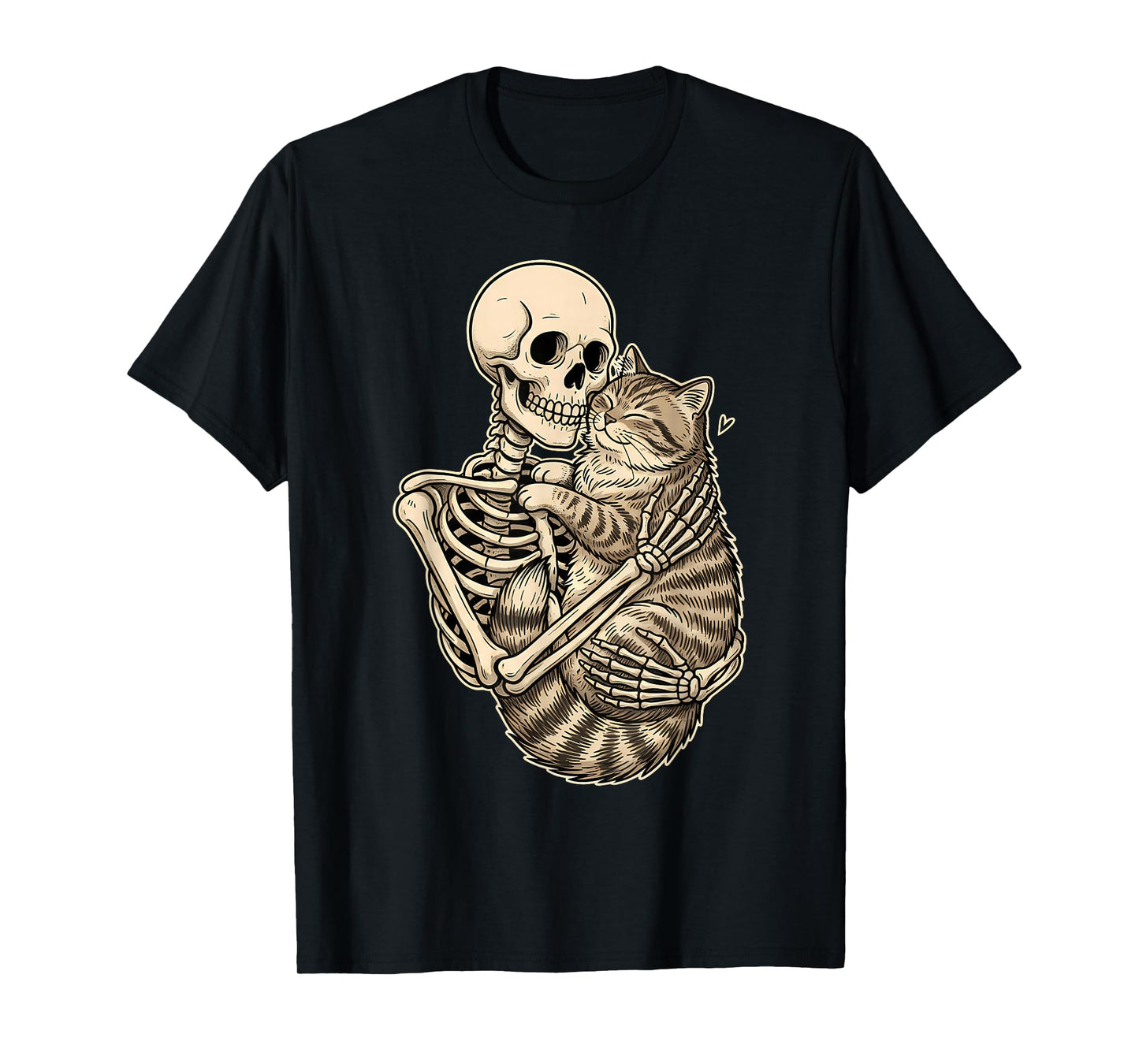 Skeleton Hugging Cat Kitten Kitty Lover Pet Mom Cat Dad T-Shirt