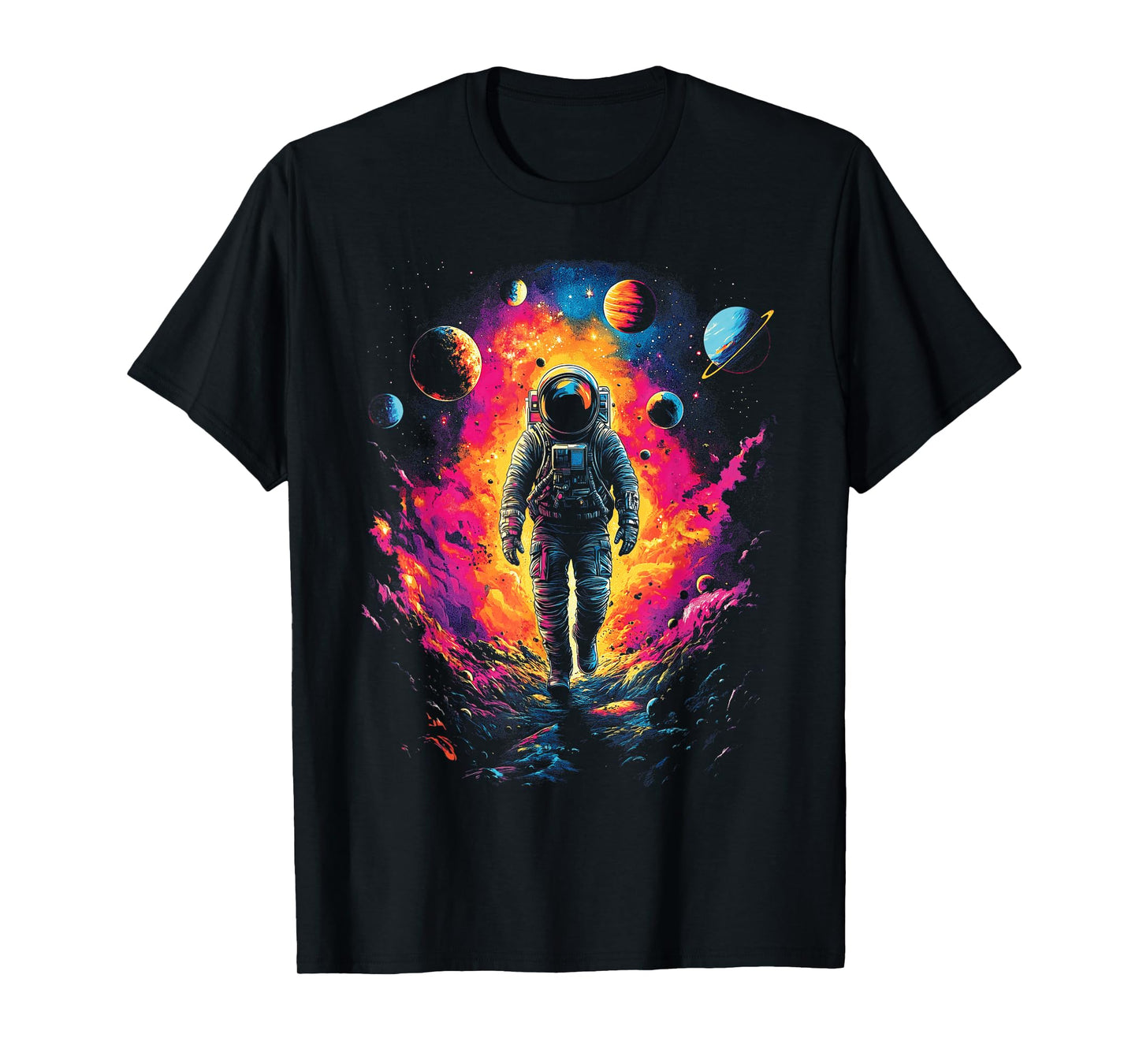 Astronaut Walking in Galaxy Outer Space Explorer Science T-Shirt