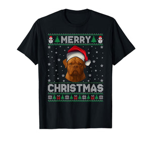 Merry Christmas 2025 Dogue De Bordeaux Santa Hat Ugly Xmas T-Shirt