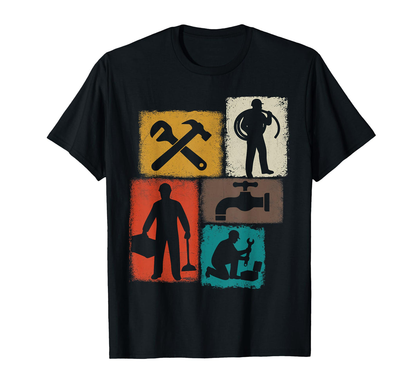 Plumber Vintage Collage Plumbing Men Pipefitter T-Shirt