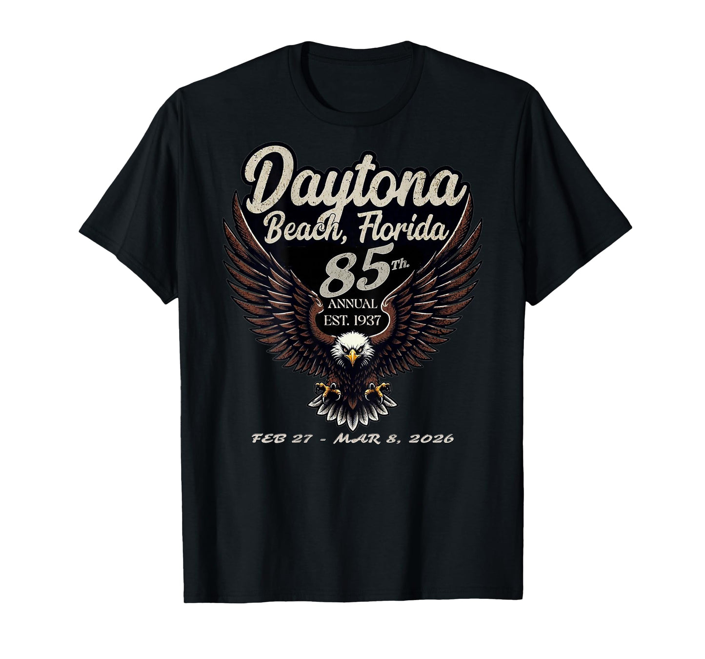 2026 Daytona Beach, Florida, 85th Anniversary Art On Back T-Shirt