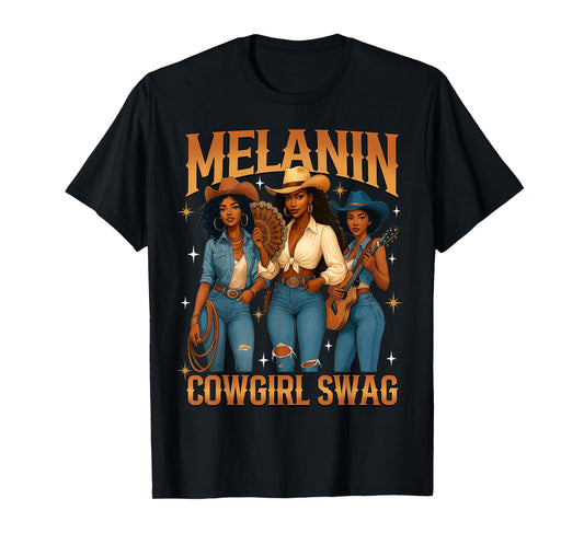 Melanin Black Cowgirl Magic Western Juneteenth Black History T-Shirt