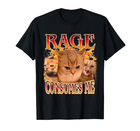 Funny Rage Consumes Me Silly Staring Cat Meme Women Men T-Shirt