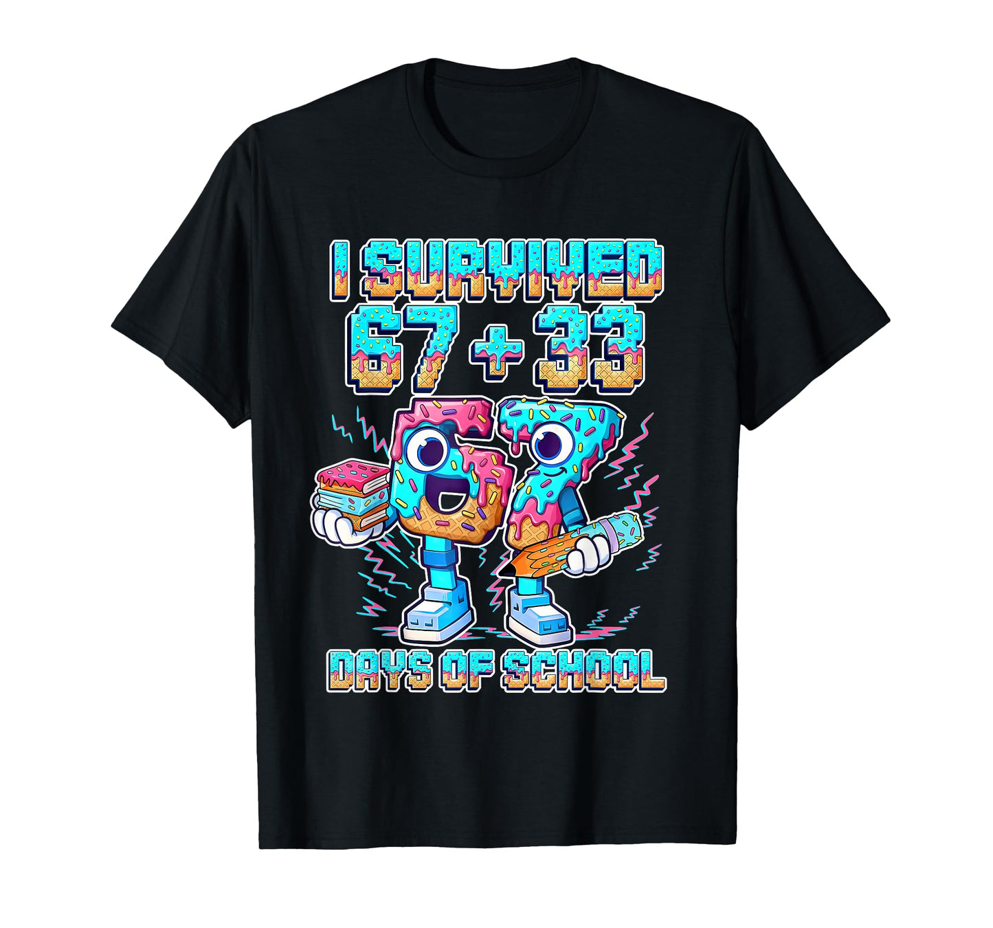 Kids Six Seven 6 7 Meme I Survived 67 Days of School T-Shirt