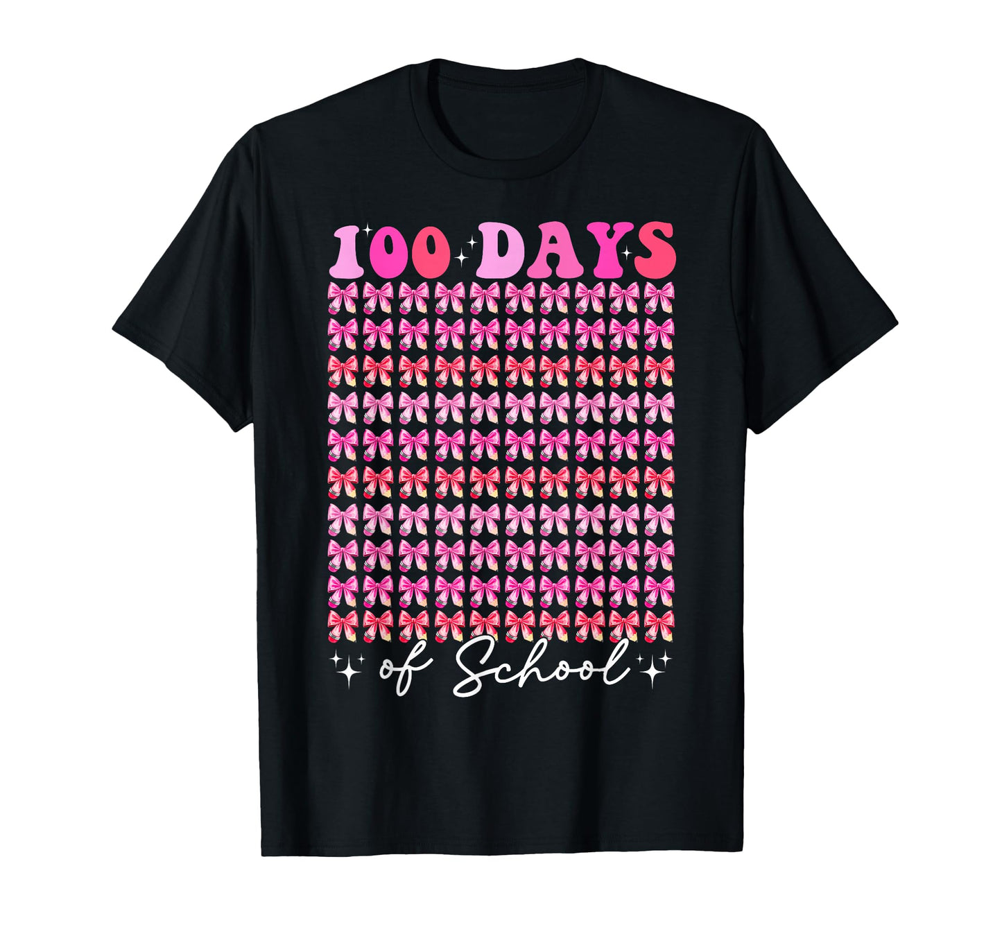 Coquette Bow 100th Day of School 100 Days Girls Teachers T-Shirt