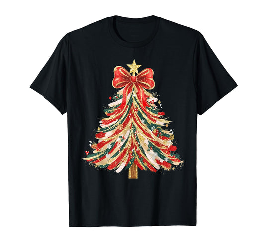Christmas Tree Xmas Coquette Bow Women Holiday Girly Outfit T-Shirt