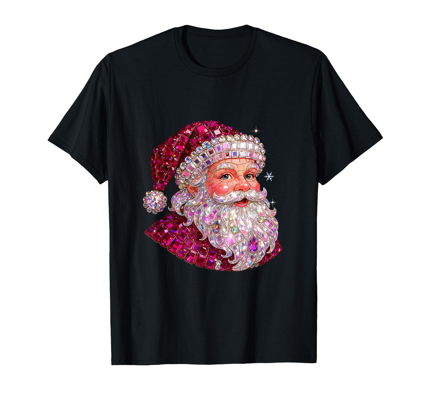 Pink Sparkle Santa Christmas Aesthetic Design T-Shirt