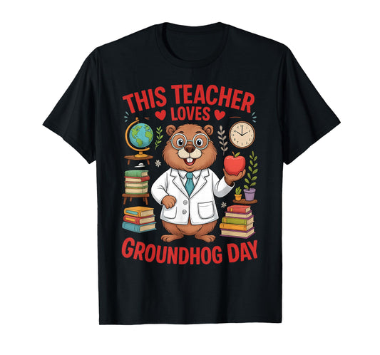This Teacher Loves Groundhog Day Funny Teacher Quote T-Shirt