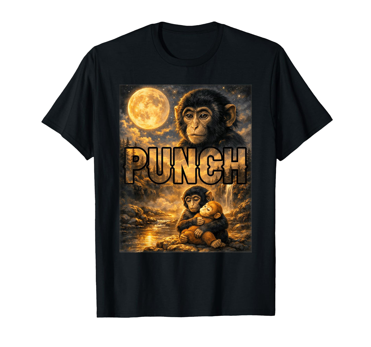 Punch The Monkey Cuddling Stuffed Animal Meme Viral Internet T-Shirt