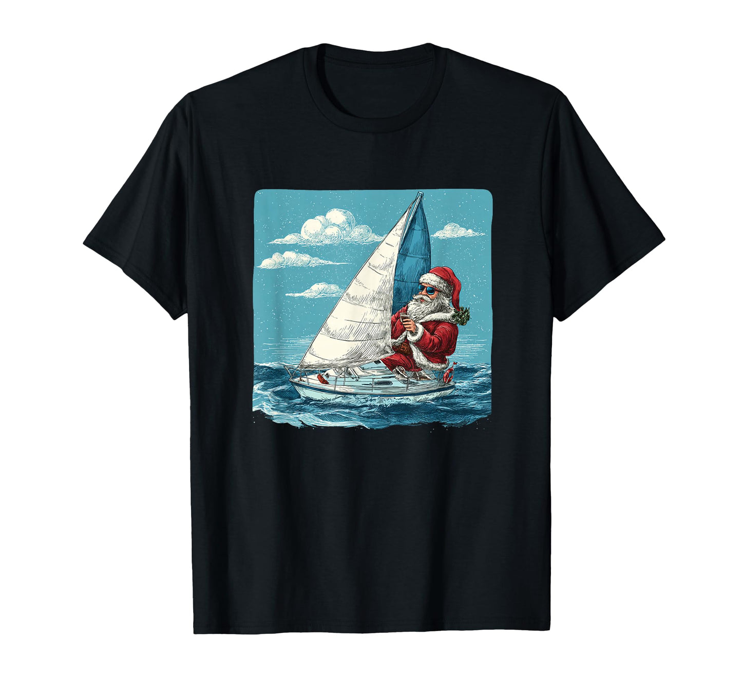 Funny Christmas Sailboat Costume for Sailor and Santa Lovers T-Shirt