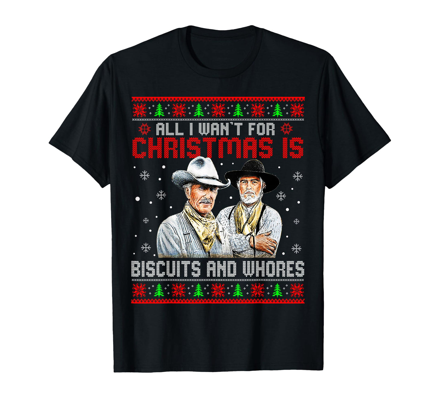 Western Cowboys Biscuits and Whores Christmas Ugly Sweater T-Shirt