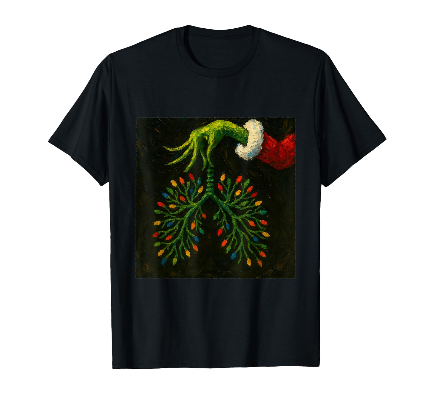 Funny Christmas RT Nurse Lung Lights Tee T-Shirt