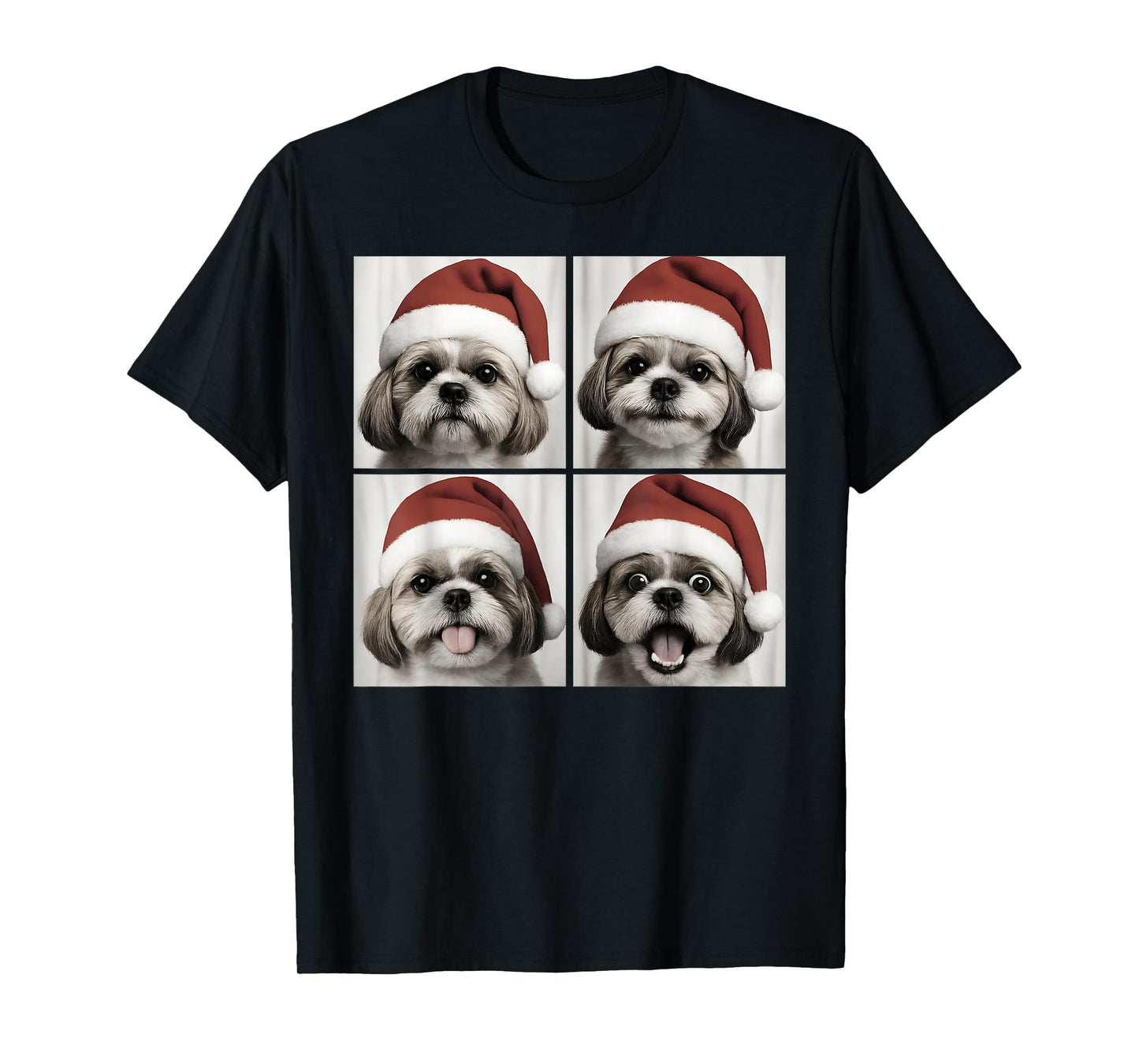 Funny Christmas Shih Tzu Santa Dog Lover Photo Booth T-Shirt