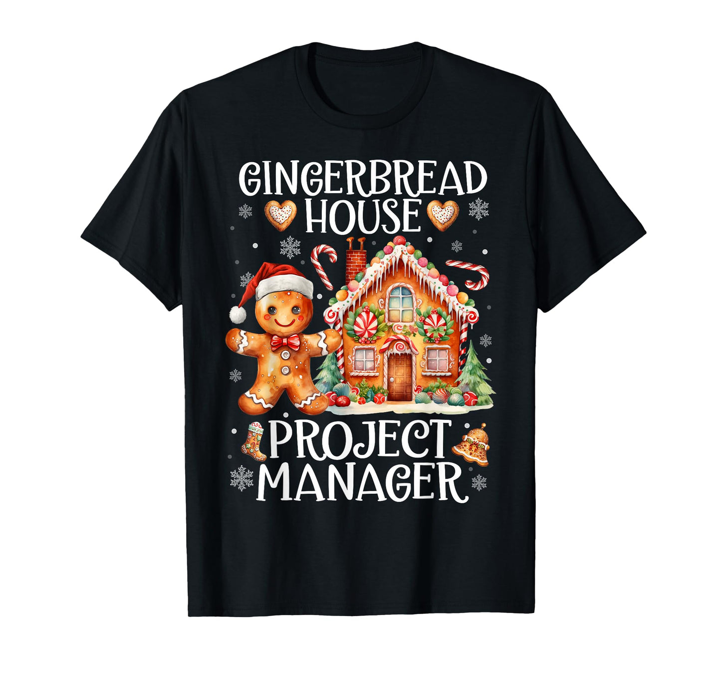 Gingerbread House Project Manager Cookie Christmas Pajamas T-Shirt
