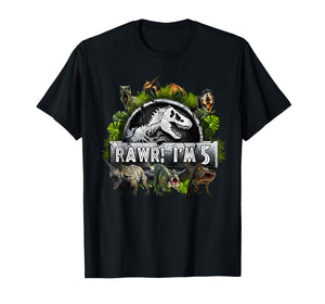 Rawr I'm 5 5th Birthday T Rex Dinosaur Funny Party Boys Kids T-Shirt
