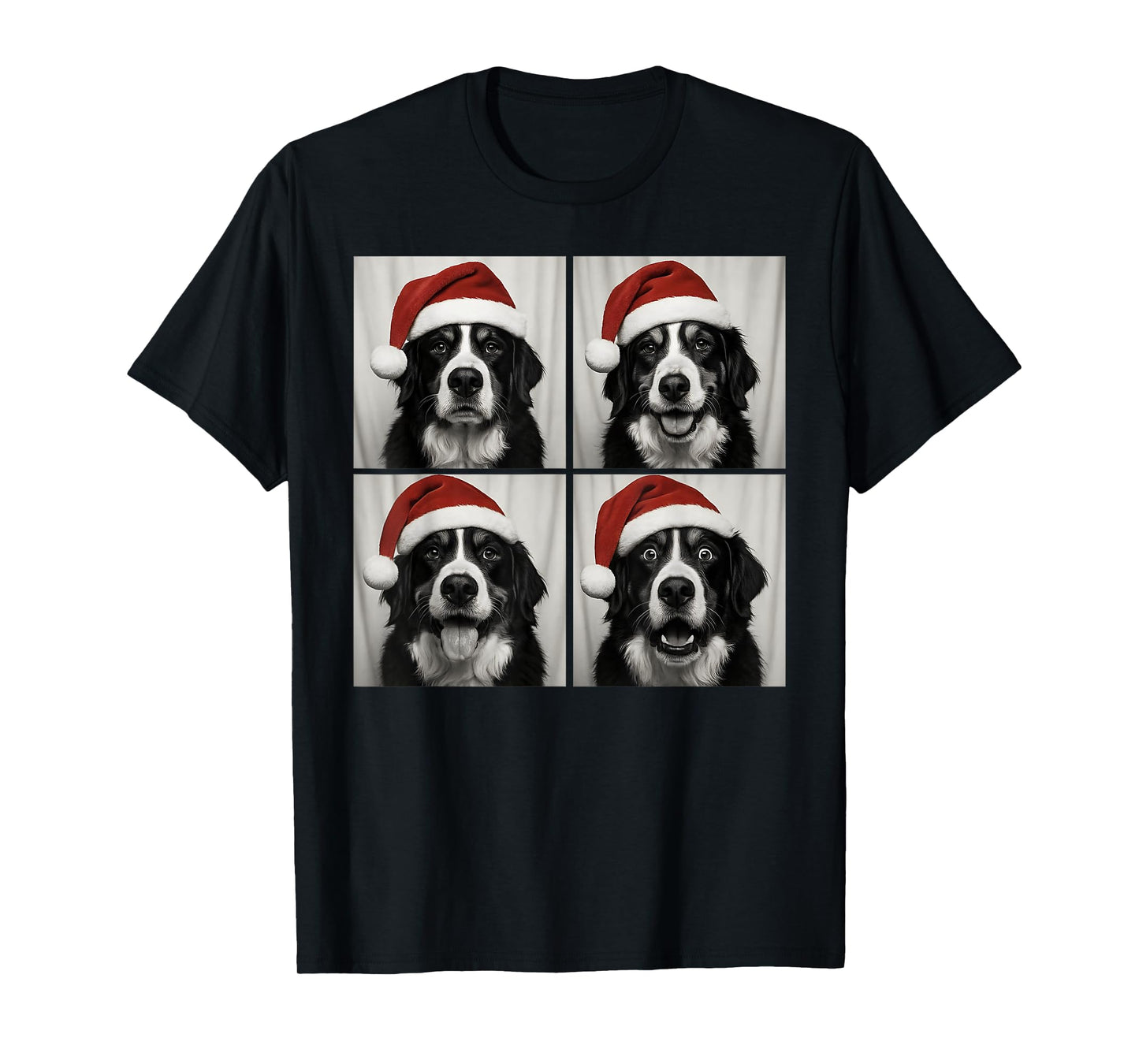 Funny Christmas Bernese Mountain Dog Santa Photo Booth T-Shirt