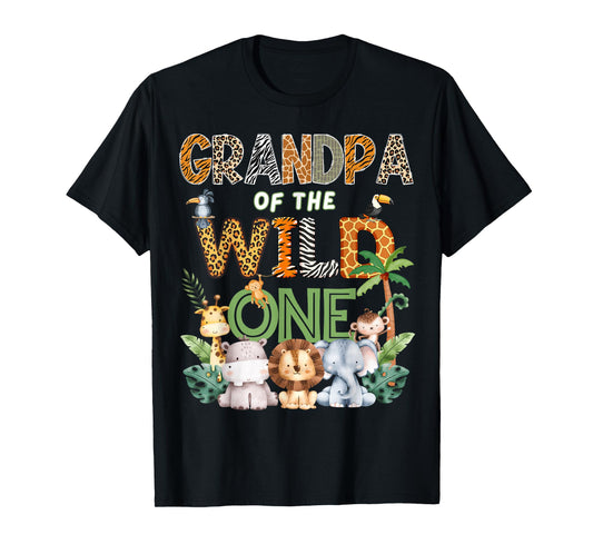 Grandpa of The Wild One Safari 1St Birthday Kids T-Shirt