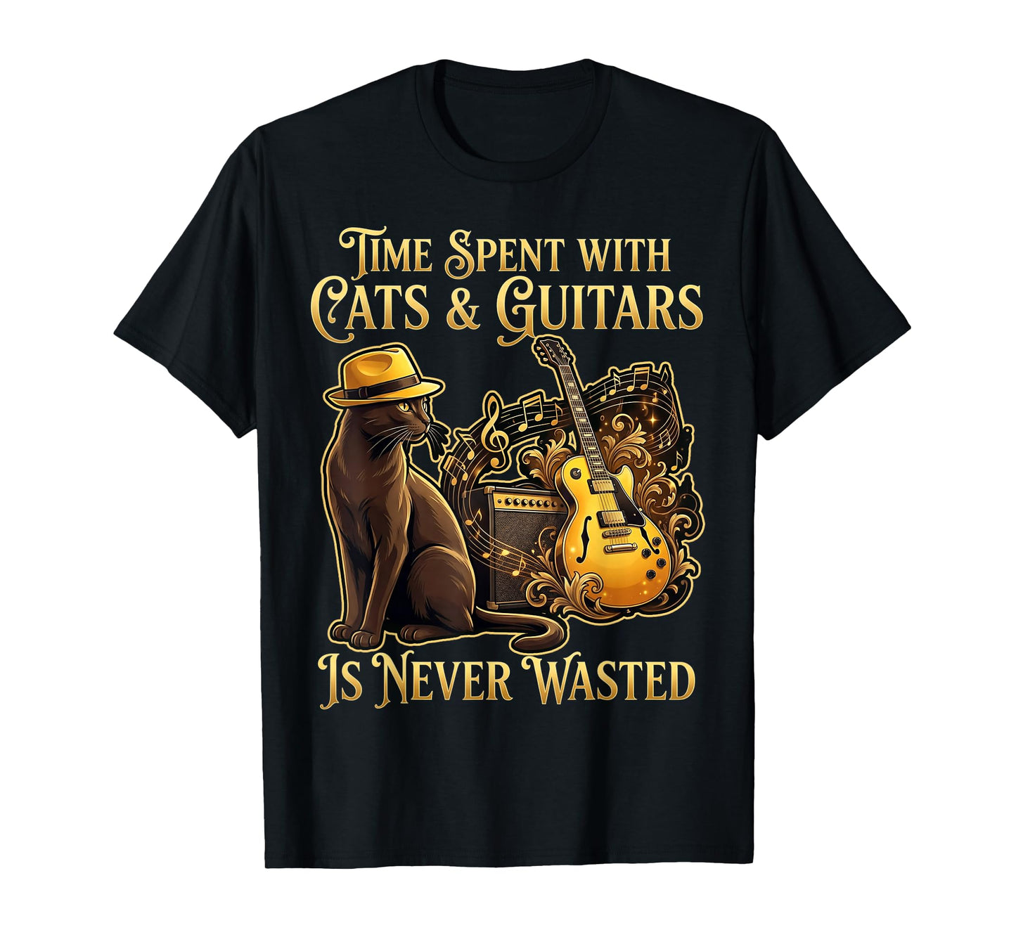 Guitarist Time Spent with Cats and Guitars is Never Wasted T-Shirt