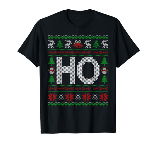 HO Where My Ho's at Matching Couples Ugly Christmas Sweater T-Shirt