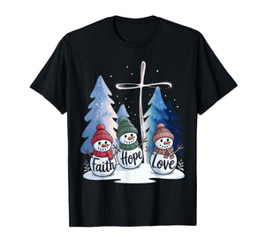 Jesus Faith Hope Love Snowman Merry T-Shirt