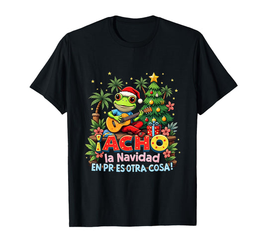 Spanish Christmas Funny Puerto Rico Boricua Coqui Frog T-Shirt