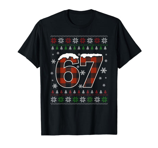 Funny 67 Six Seven Meme Brainrot Cringe Christmas Pajamas T-Shirt