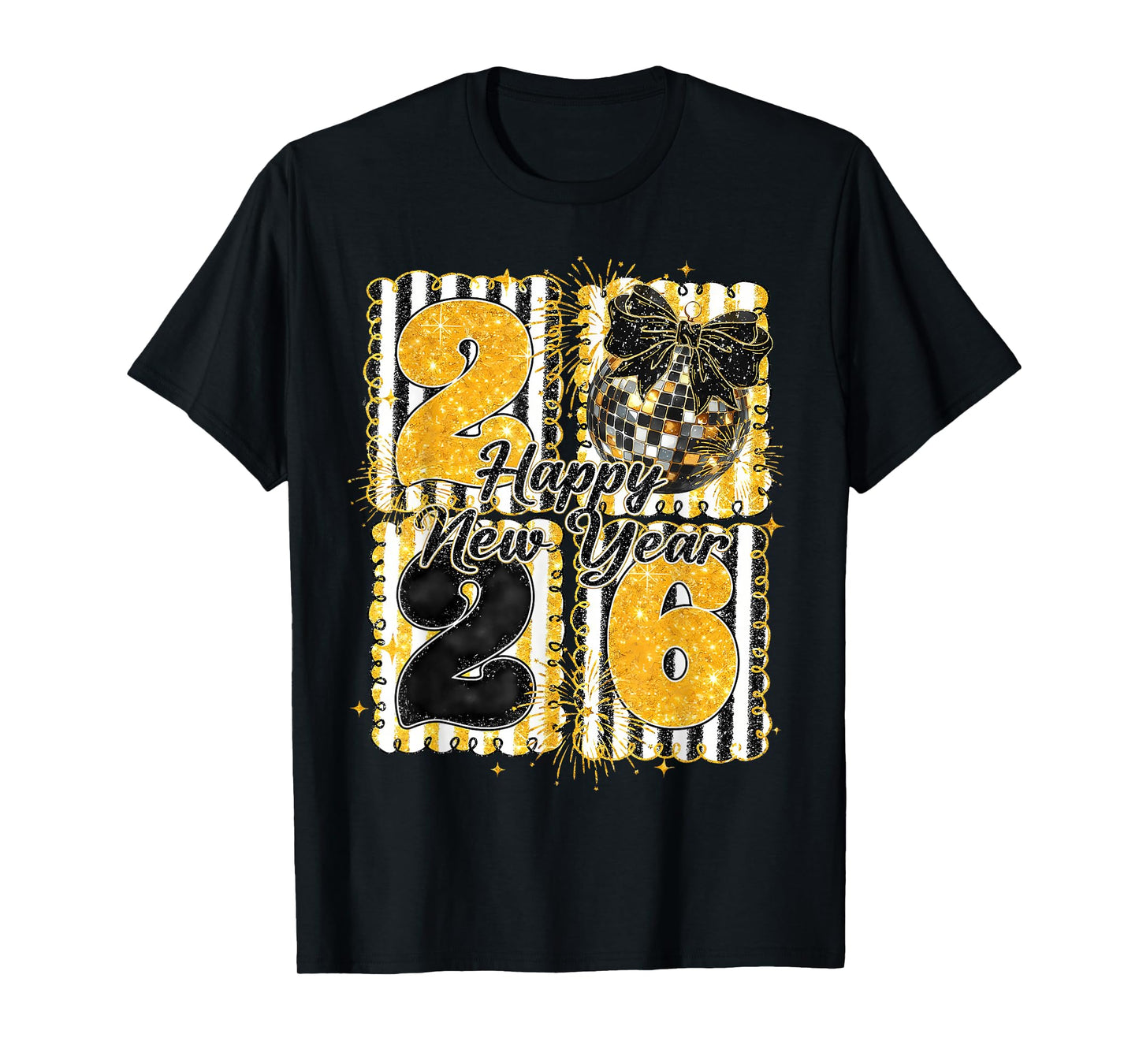 Happy New Year Party Hello 2026 Coquette Bow Family Matching T-Shirt