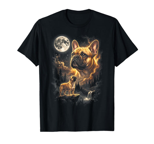 French Bulldog Howling to Moon Retro Vintage 90s Funny Dog T-Shirt
