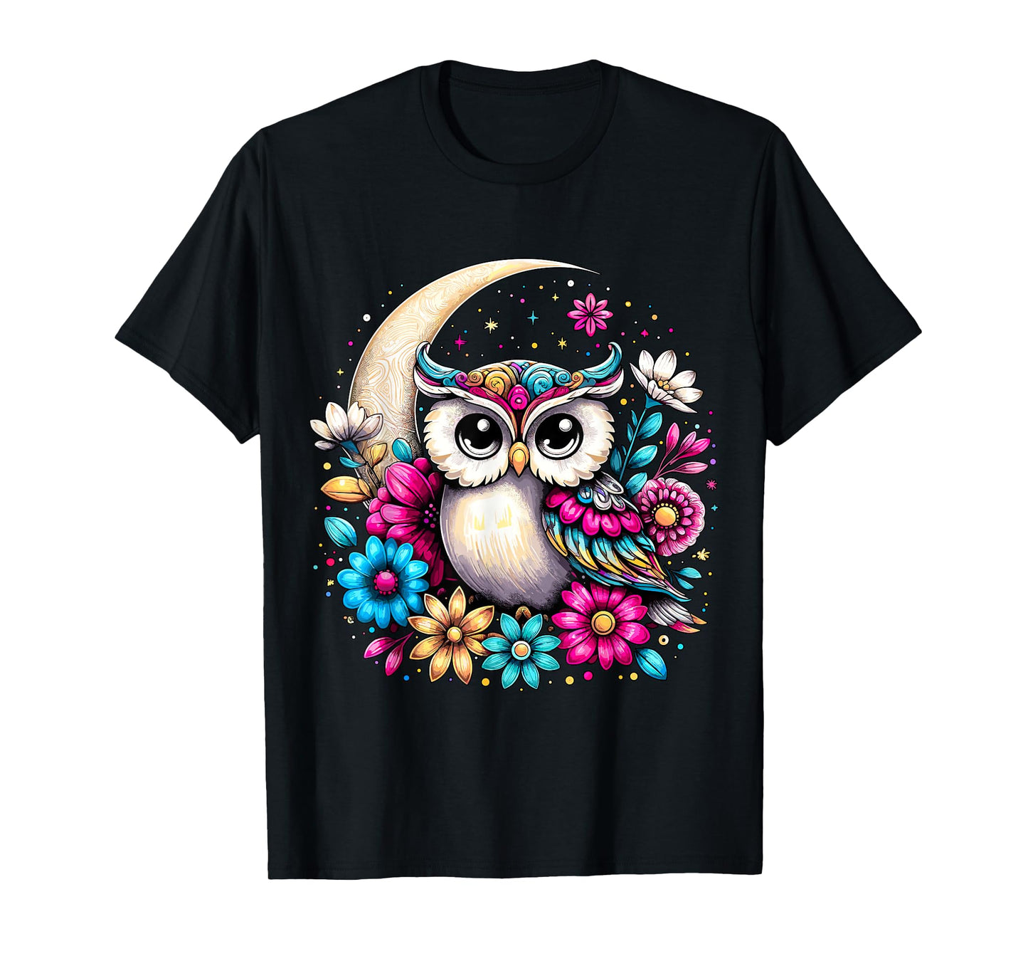 Floral Owl and Moon T-Shirt