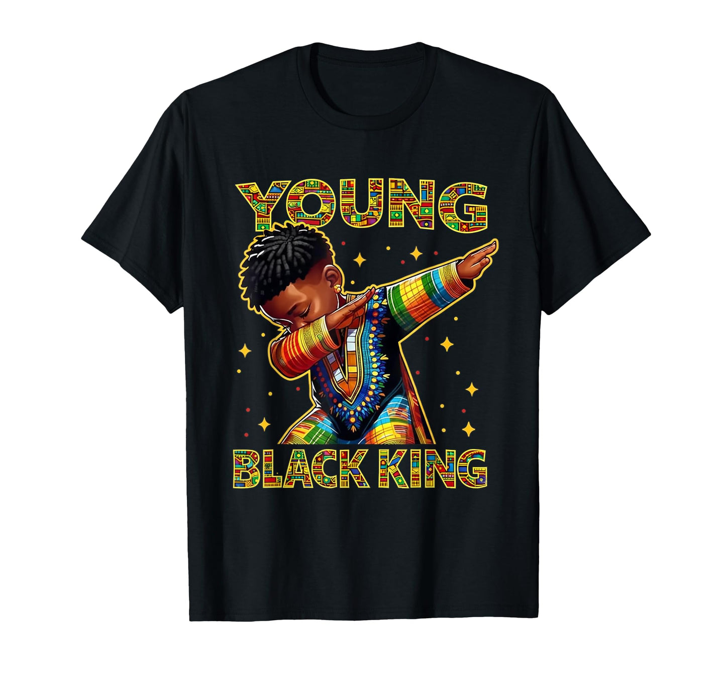 Boys African Kente Print Little Kids with King Kente Tee T-Shirt