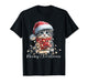 Meowy Christmas Black Cat Lights Santa Hat Funny Holiday T-Shirt