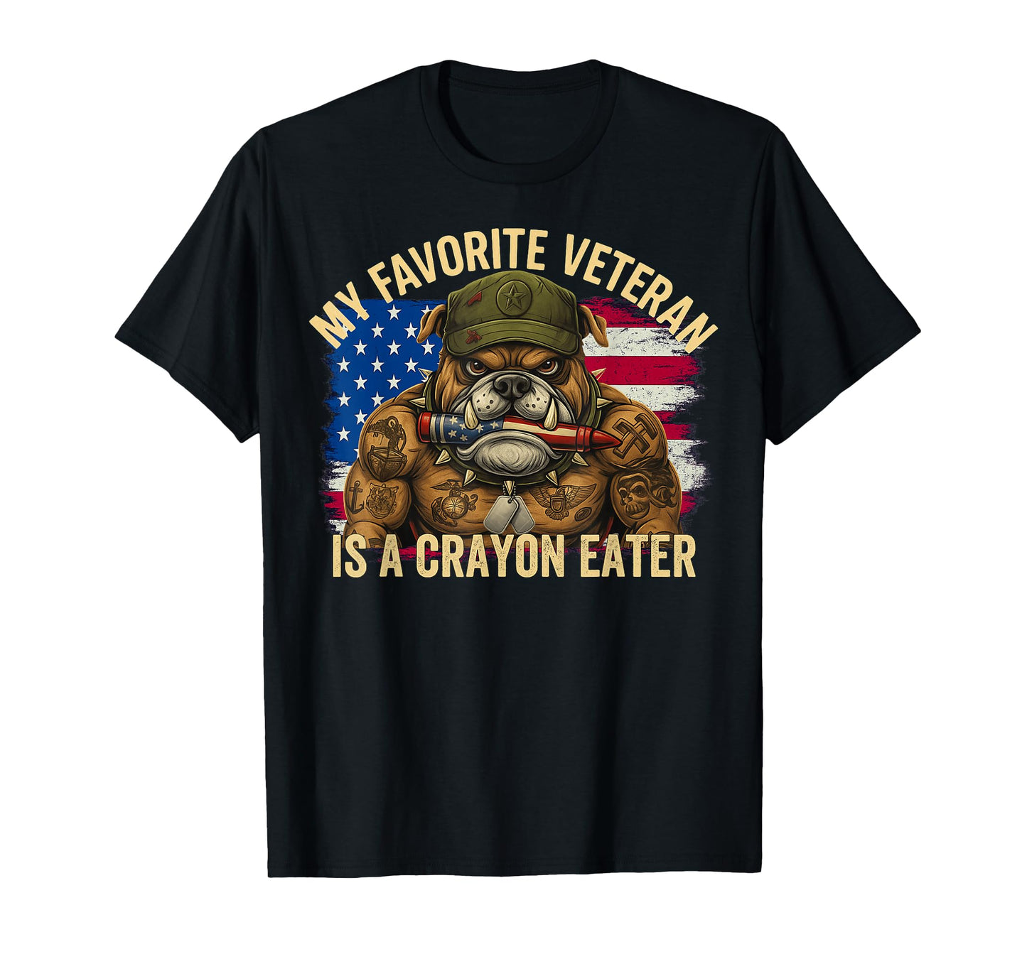 Military Corps Bulldog My Favorite Crayon Eater Veterans Day T-Shirt