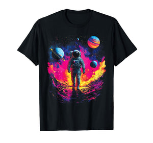 Astronaut Walking in Galaxy Outer Space Explorer Science T-Shirt