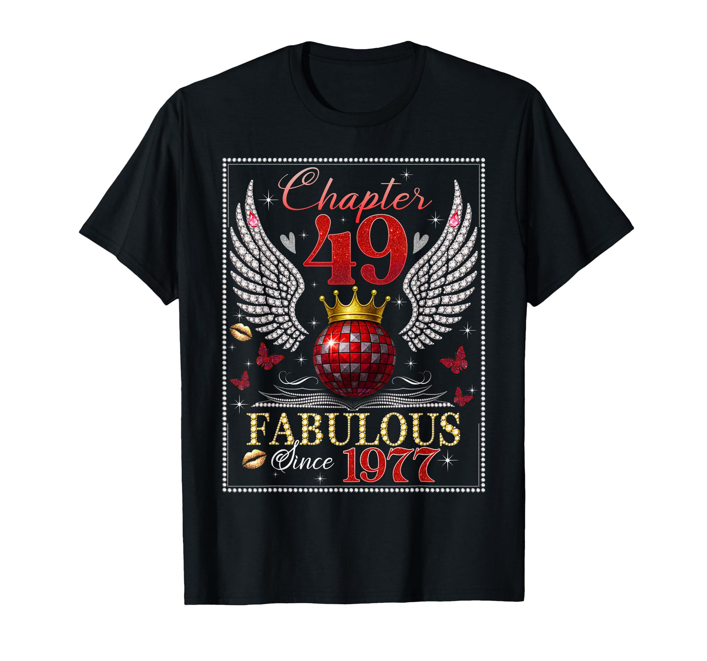Chapter 49 Fabulous EST. 1977 Disco Ball 49th Birthday Women T-Shirt