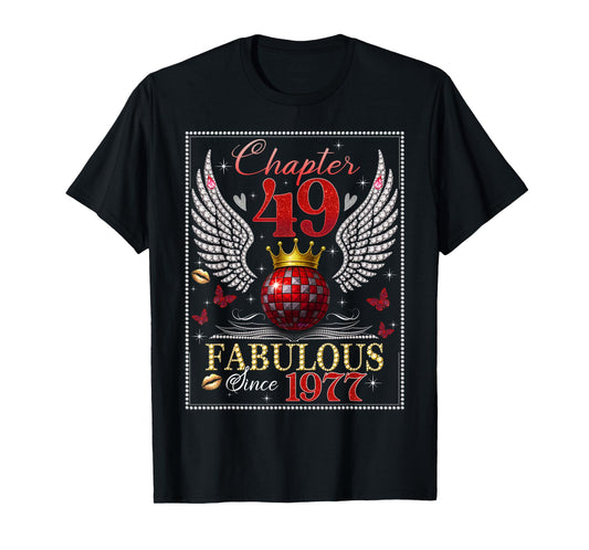 Chapter 49 Fabulous EST. 1977 Disco Ball 49th Birthday Women T-Shirt