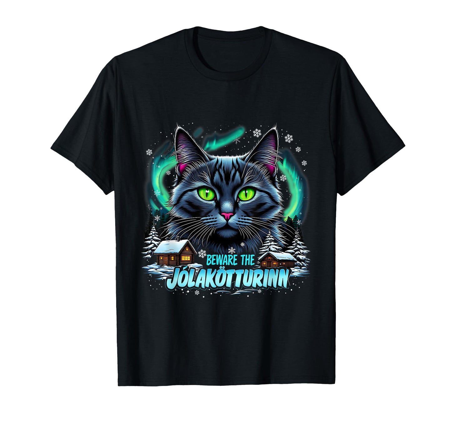 Beware The Jólakötturinn Christmas Cat Iceland Design T-Shirt