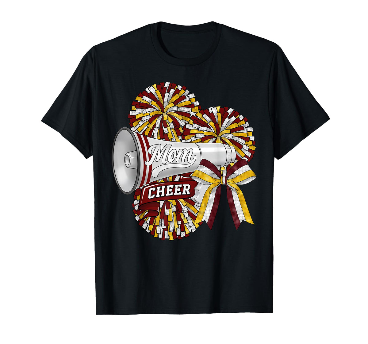 Cheer Mom Mama Bow Sport Cheerleader Cheerleading Maroon T-Shirt