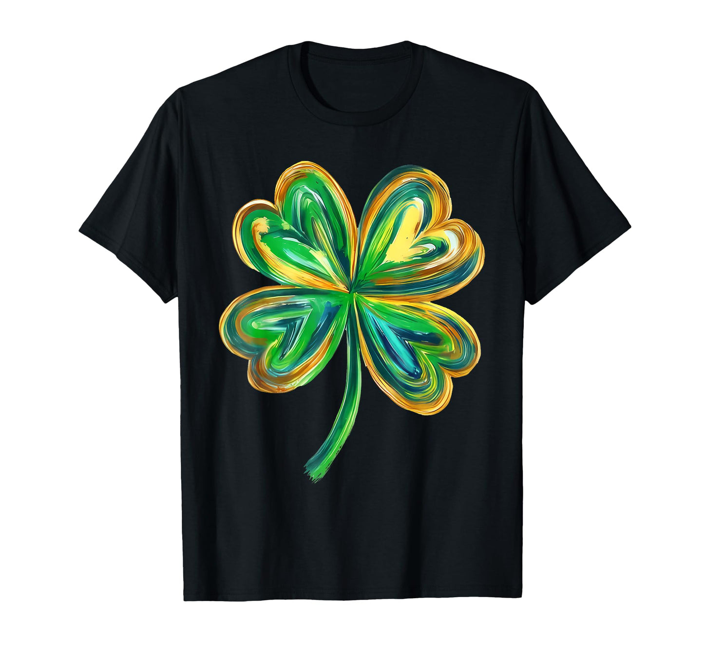 Watercolor Four Leaf Clover Green St Patricks Day Shamrock T-Shirt