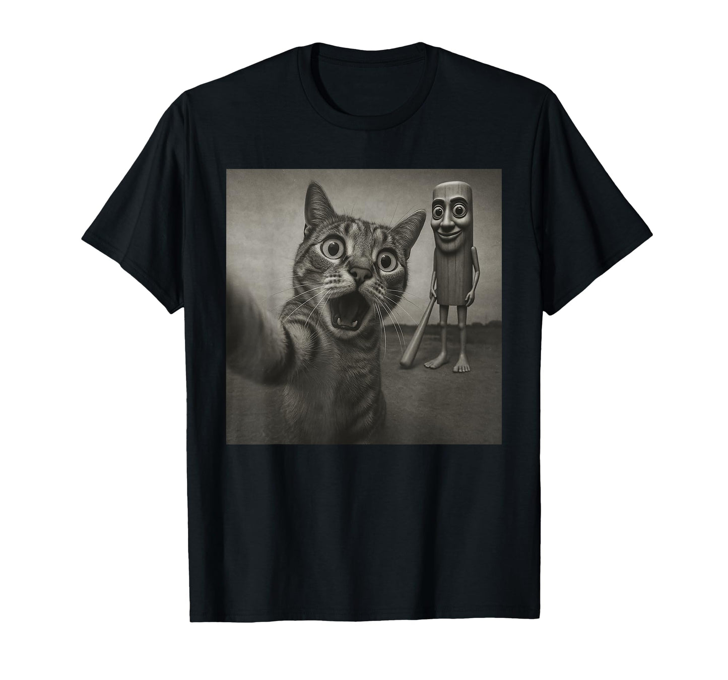 Cat Selfie Tung Tung Tung Sahur Italian Brainrot Funny Meme T-Shirt
