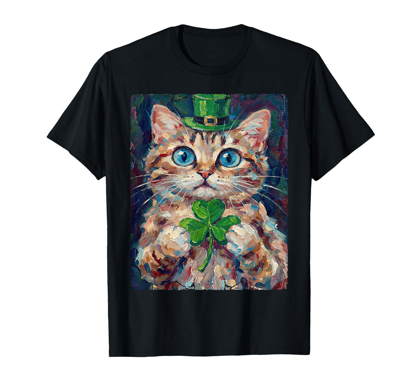 Lucky Cat St Patricks Day Green Shamrock Irish Funny T-Shirt