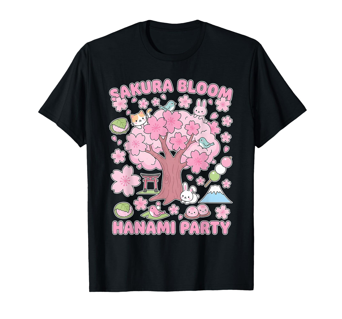 Sakura Bloom Hanami Party Cute Japanese Kawaii Spring Animal T-Shirt