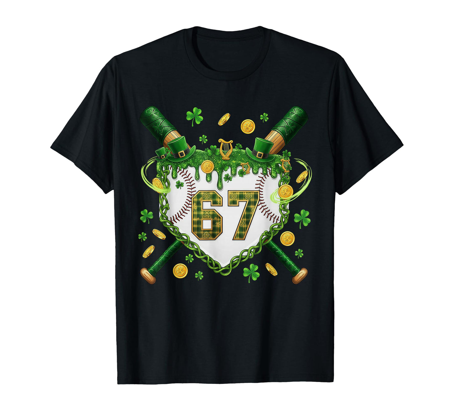 St Patrick Day Baseball Drip Ice Cream Baseball Boy Kids T-Shirt