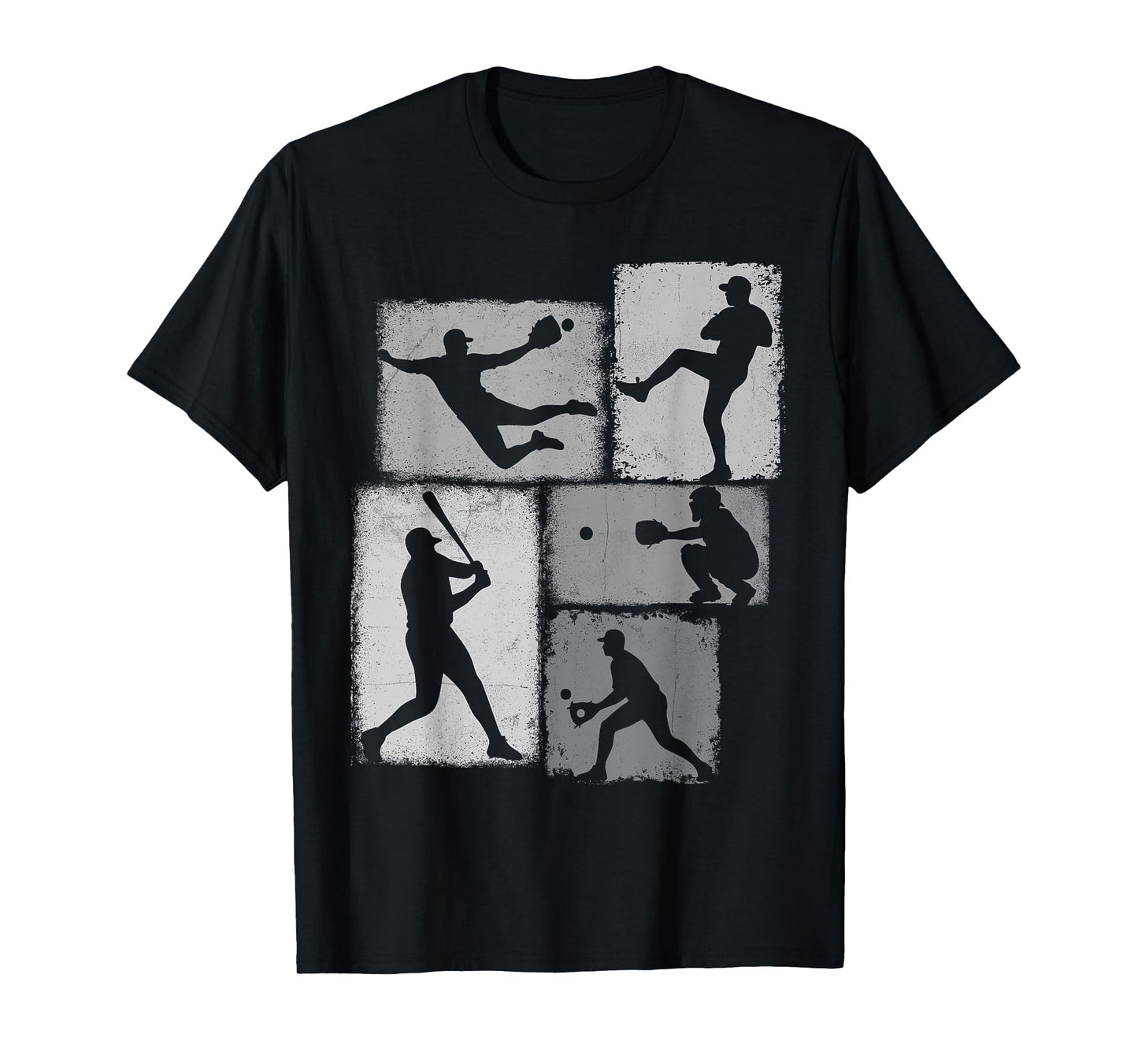Baseball Player Collage Men Kids Coach Youth Boys T-Shirt